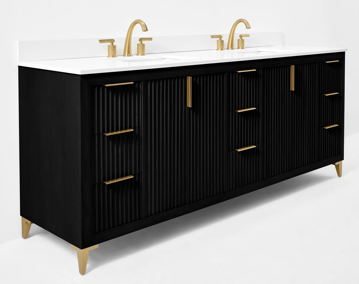 Turlington 84"Solid Wood His & Hers Vanitty Set in American Oak or Black Oak by Ancerre Designs