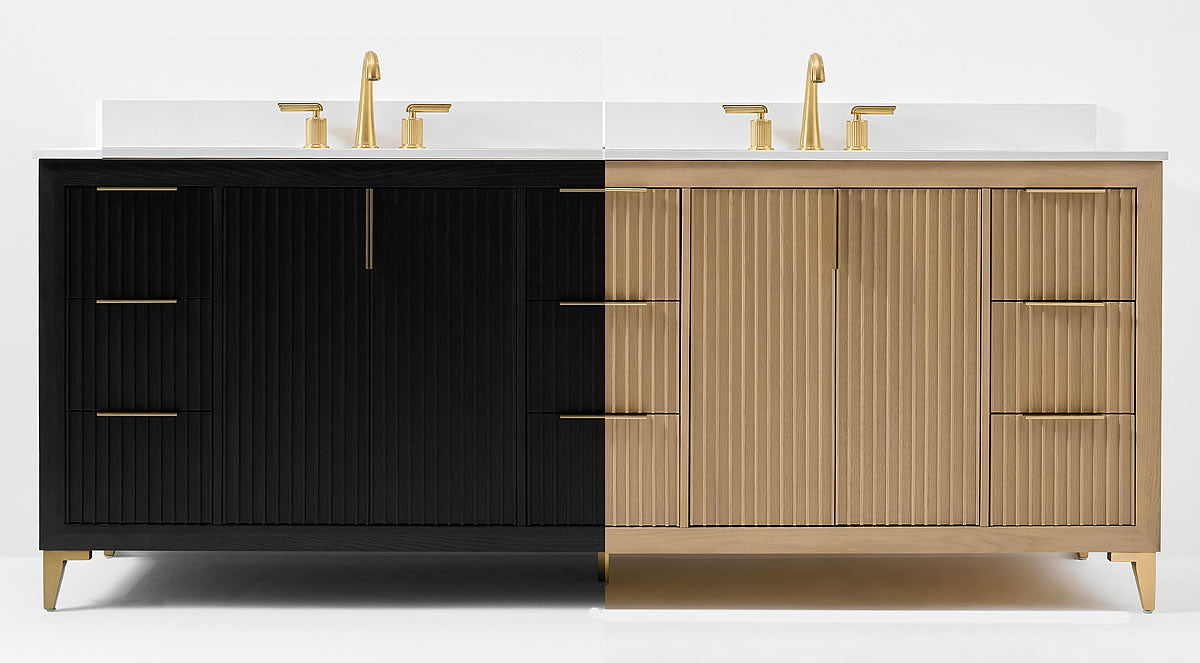 Turlington 84"Solid Wood His & Hers Vanitty Set in American Oak or Black Oak by Ancerre Designs