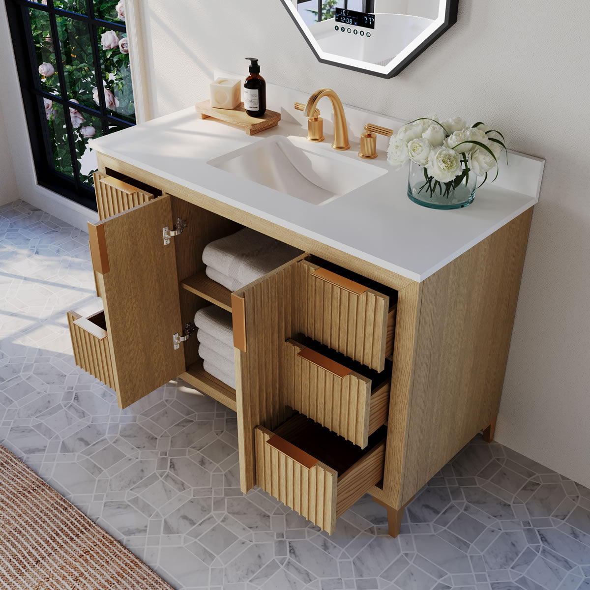 Turlington 48"Solid Wood Vanitty Set Finished in American Oak or Black Oak by Ancerre Designs