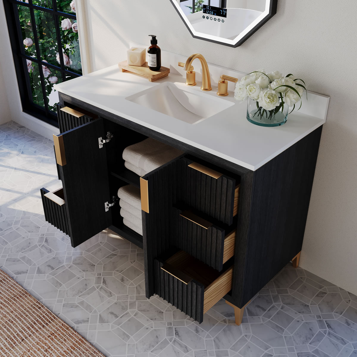 Turlington 48"Solid Wood Vanitty Set Finished in American Oak or Black Oak by Ancerre Designs