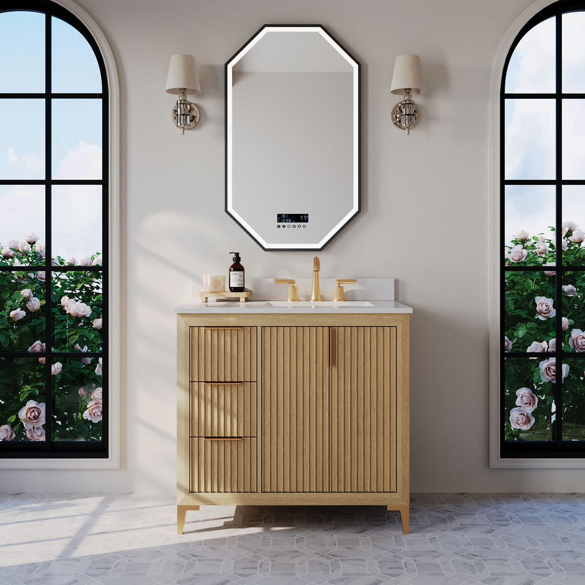 Turlington 36" Solid Wood Vanitty Set Finished in American Oak or Black Oak by Ancerre Designs