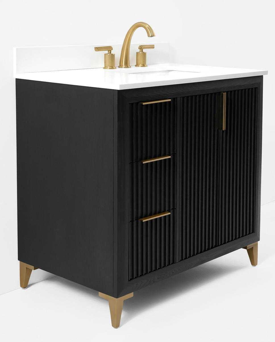 Turlington 36" Solid Wood Vanitty Set Finished in American Oak or Black Oak by Ancerre Designs