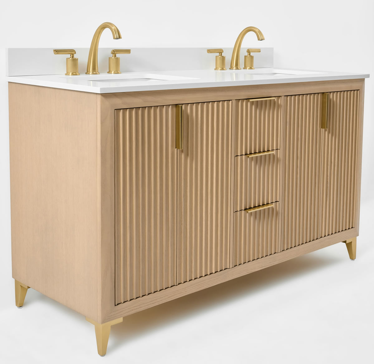 Turlington 60"Solid Wood His & Hers Vanitty Set in American Oak or Black Oak by Ancerre Designs