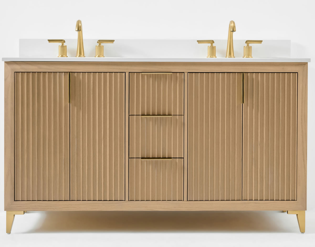 Turlington 60"Solid Wood His & Hers Vanitty Set in American Oak or Black Oak by Ancerre Designs