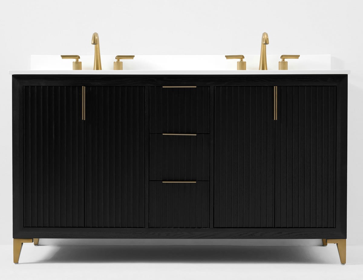 Turlington 60"Solid Wood His & Hers Vanitty Set in American Oak or Black Oak by Ancerre Designs
