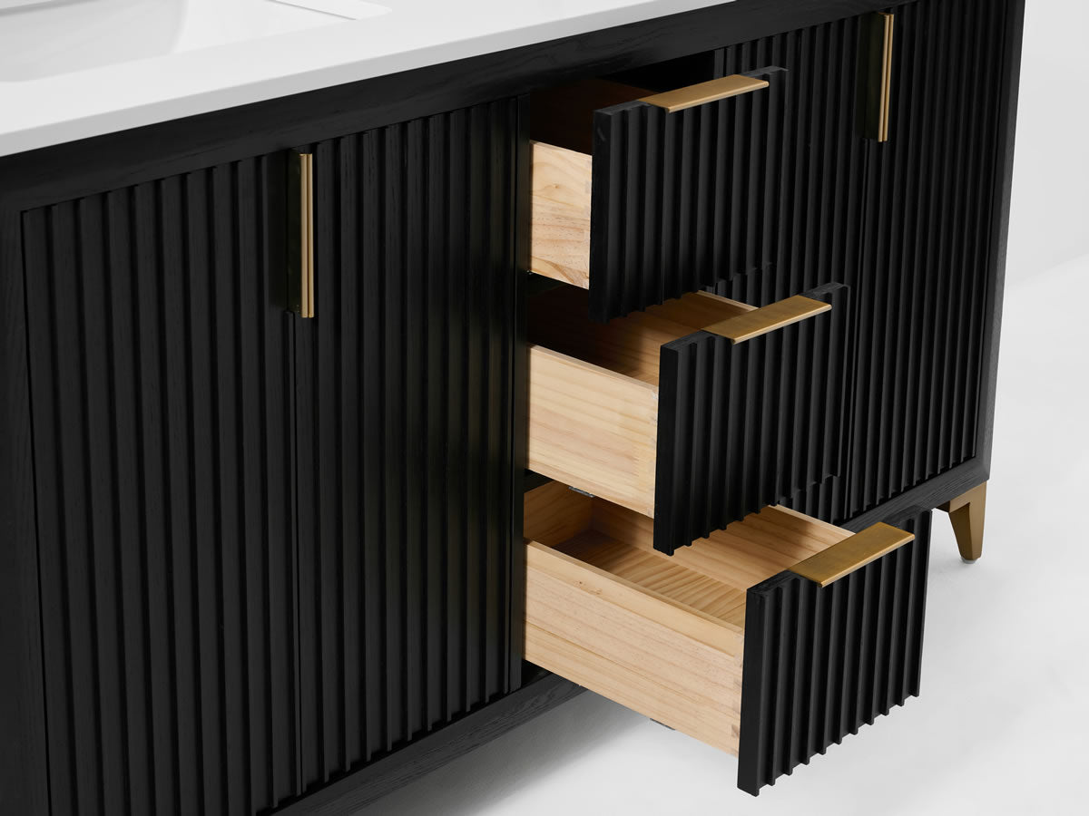 Turlington 60"Solid Wood His & Hers Vanitty Set in American Oak or Black Oak by Ancerre Designs