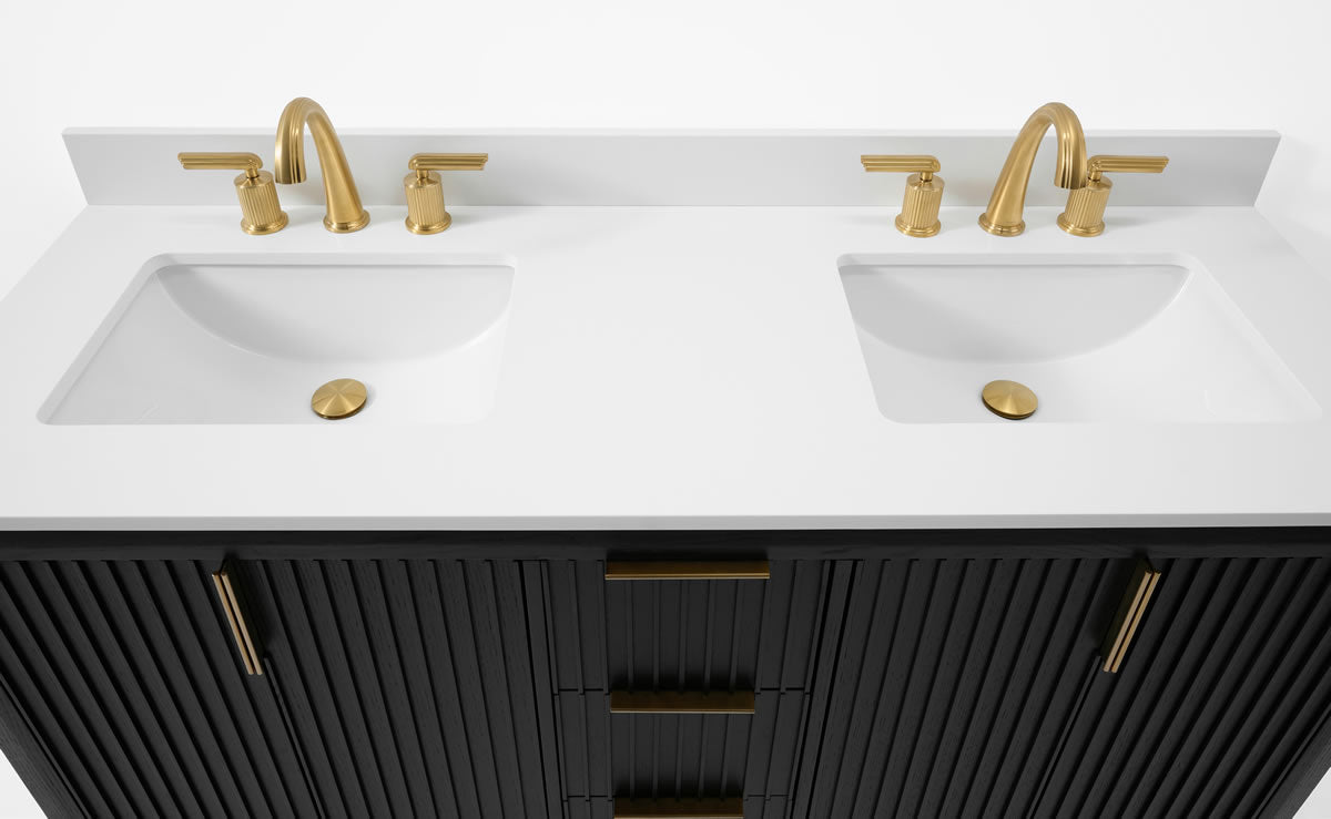 Turlington 60"Solid Wood His & Hers Vanitty Set in American Oak or Black Oak by Ancerre Designs