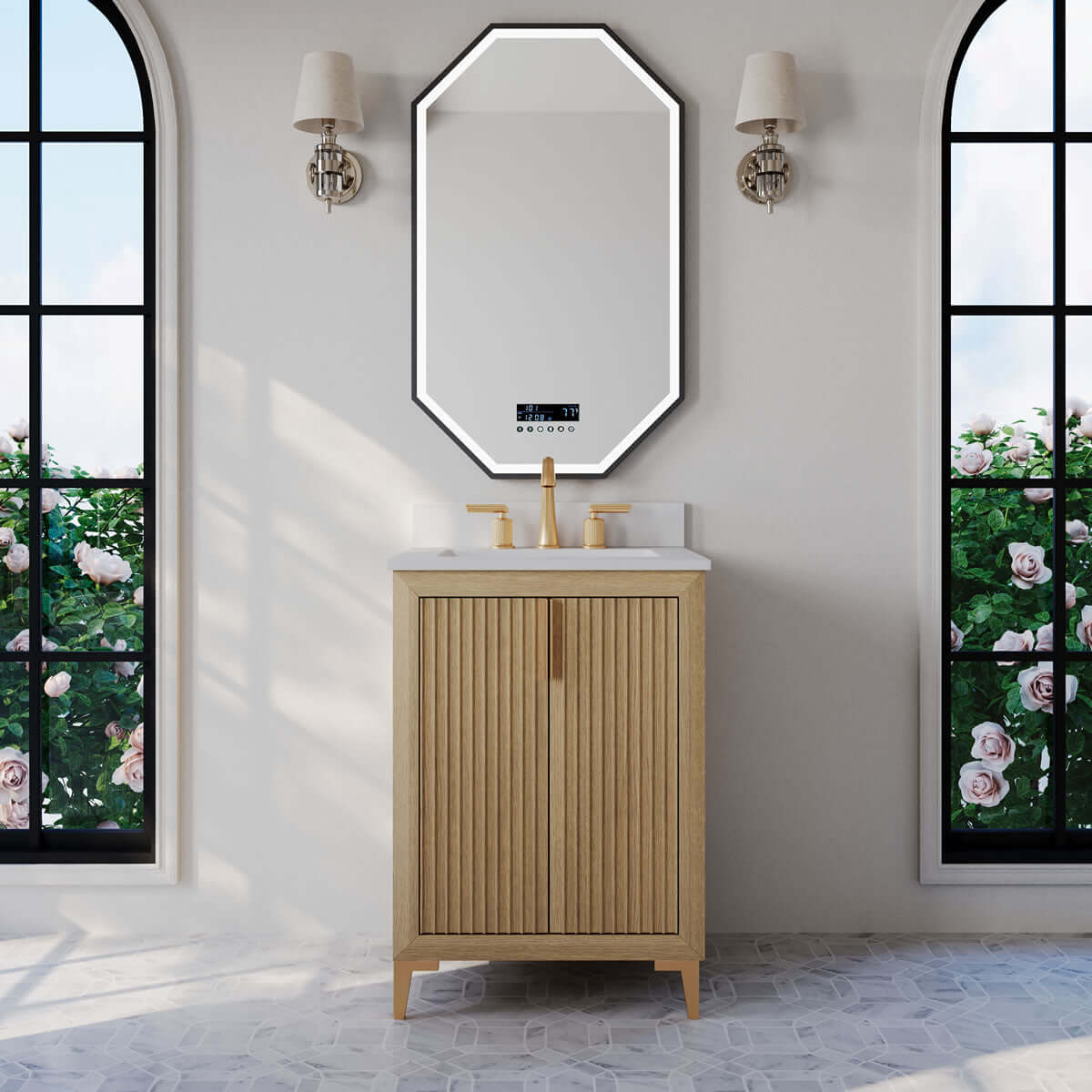 Turlington 24" Solid Wood Vanitty Set Finished in American Oak or Black Oak by Ancerre Designs