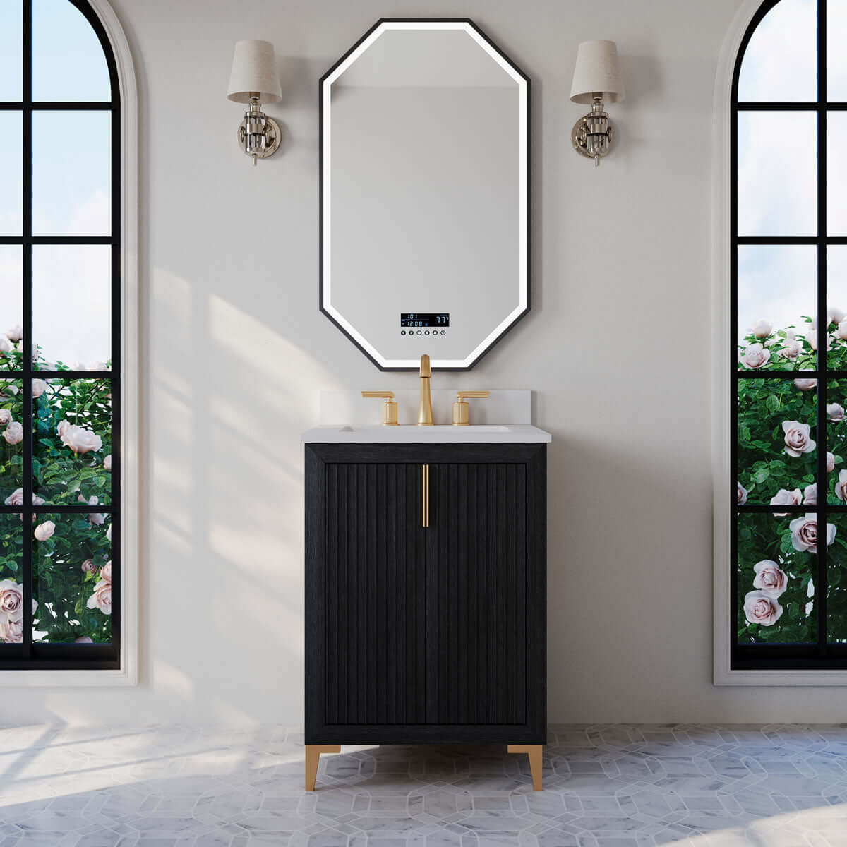 Turlington 24" Solid Wood Vanitty Set Finished in American Oak or Black Oak by Ancerre Designs