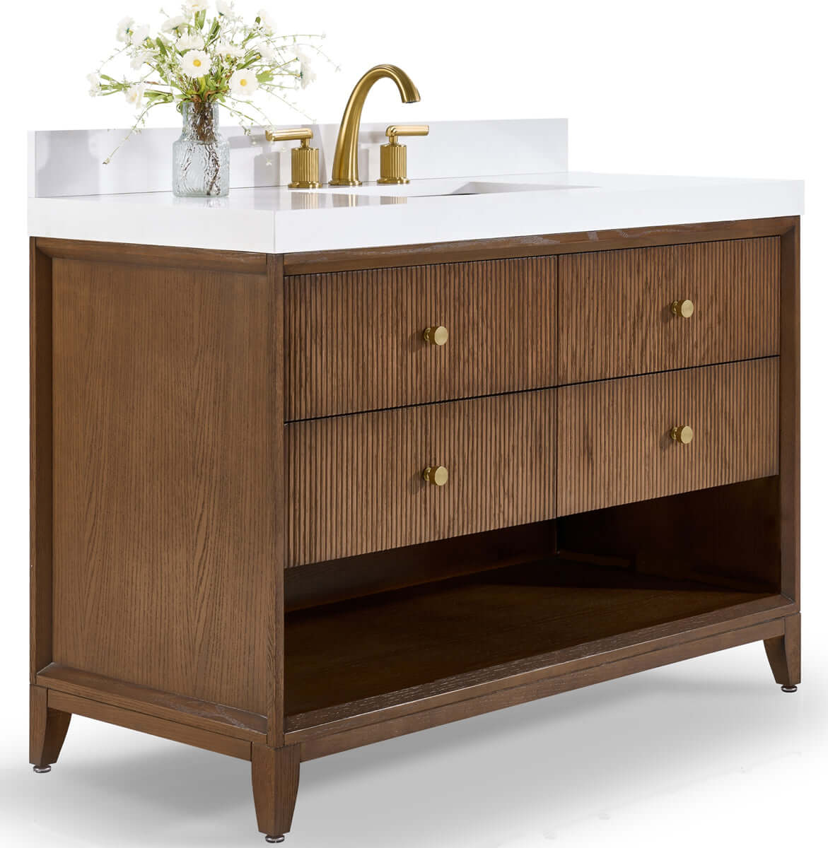 Momo 48" Solid Wood Vanity Set Finished in American Oak or Black Oak by Ancerre Designs - Perfect Makeup Mirrors