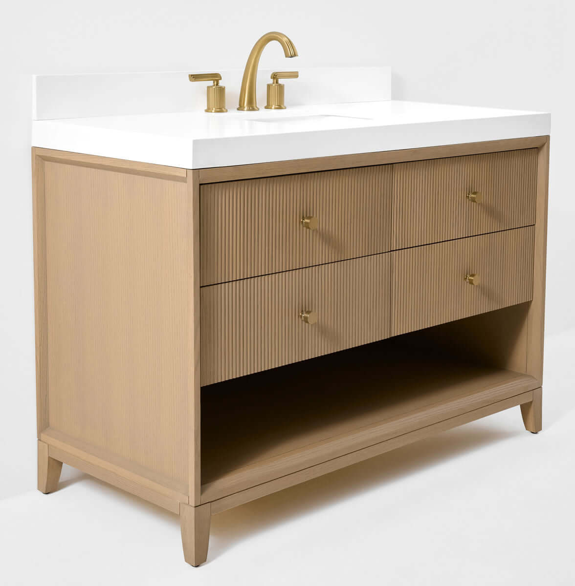 Momo 48" Solid Wood Vanity Set Finished in American Oak or Black Oak by Ancerre Designs - Perfect Makeup Mirrors