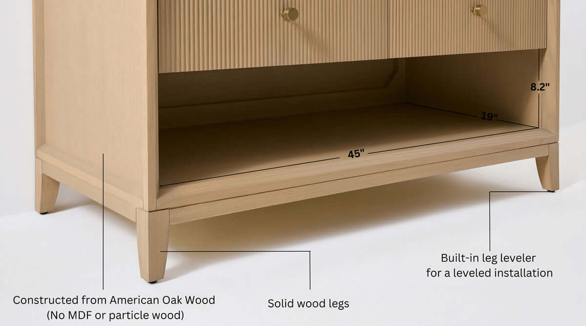 Momo 48" Solid Wood Vanity Set Finished in American Oak or Black Oak by Ancerre Designs - Perfect Makeup Mirrors