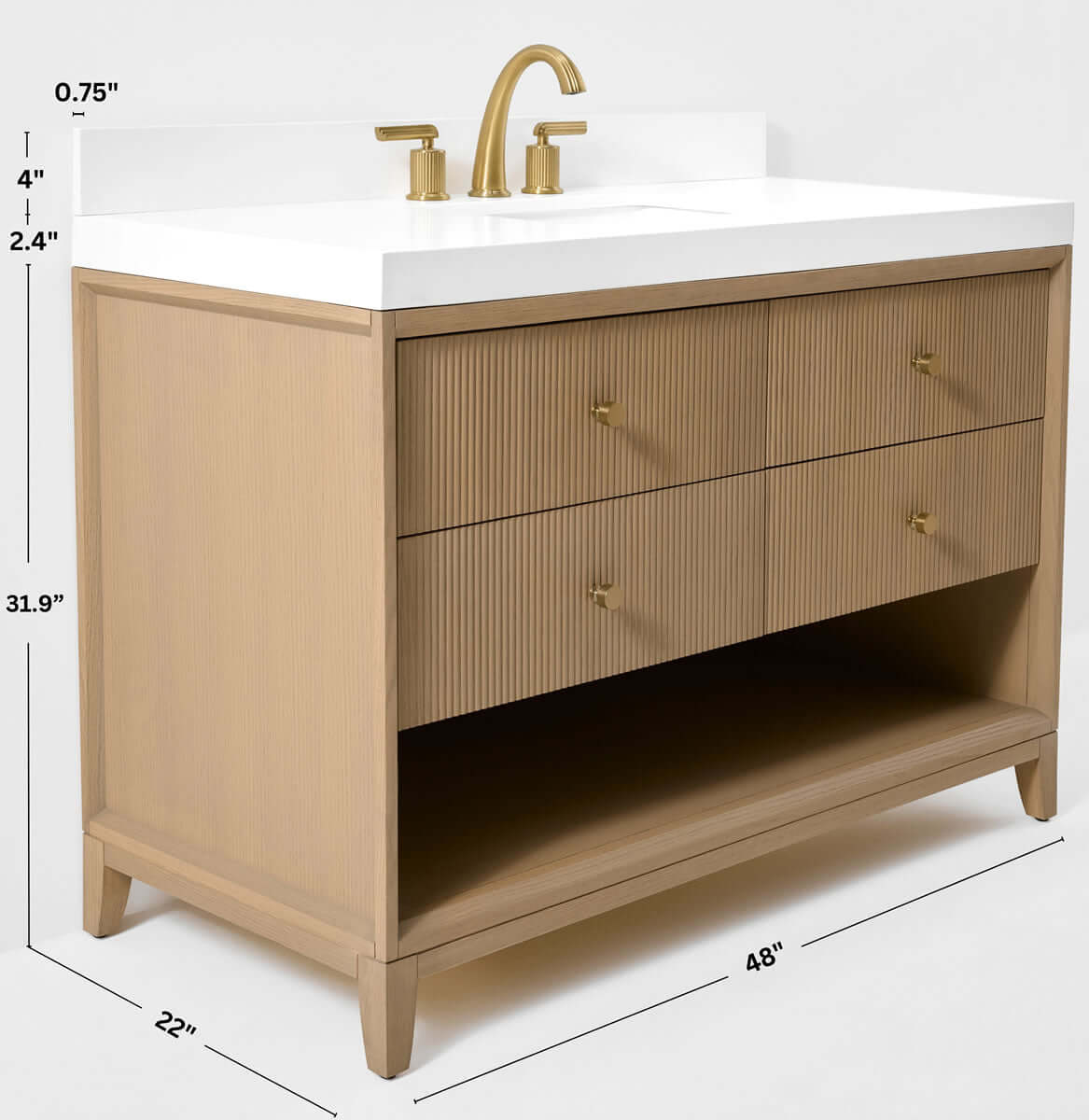 Momo 48" Solid Wood Vanity Set Finished in American Oak or Black Oak by Ancerre Designs - Perfect Makeup Mirrors