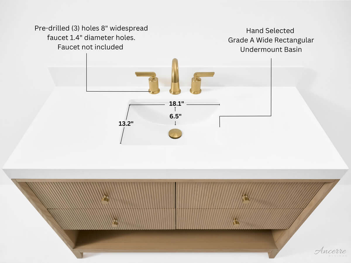 Momo 48" Solid Wood Vanity Set Finished in American Oak or Black Oak by Ancerre Designs - Perfect Makeup Mirrors