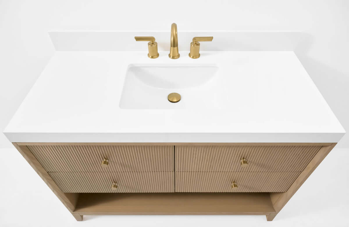 Momo 48" Solid Wood Vanity Set Finished in American Oak or Black Oak by Ancerre Designs - Perfect Makeup Mirrors