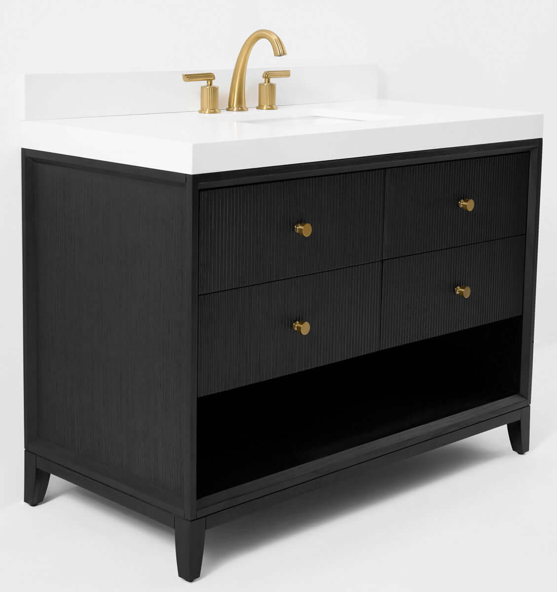 Momo 48" Solid Wood Vanity Set Finished in American Oak or Black Oak by Ancerre Designs - Perfect Makeup Mirrors