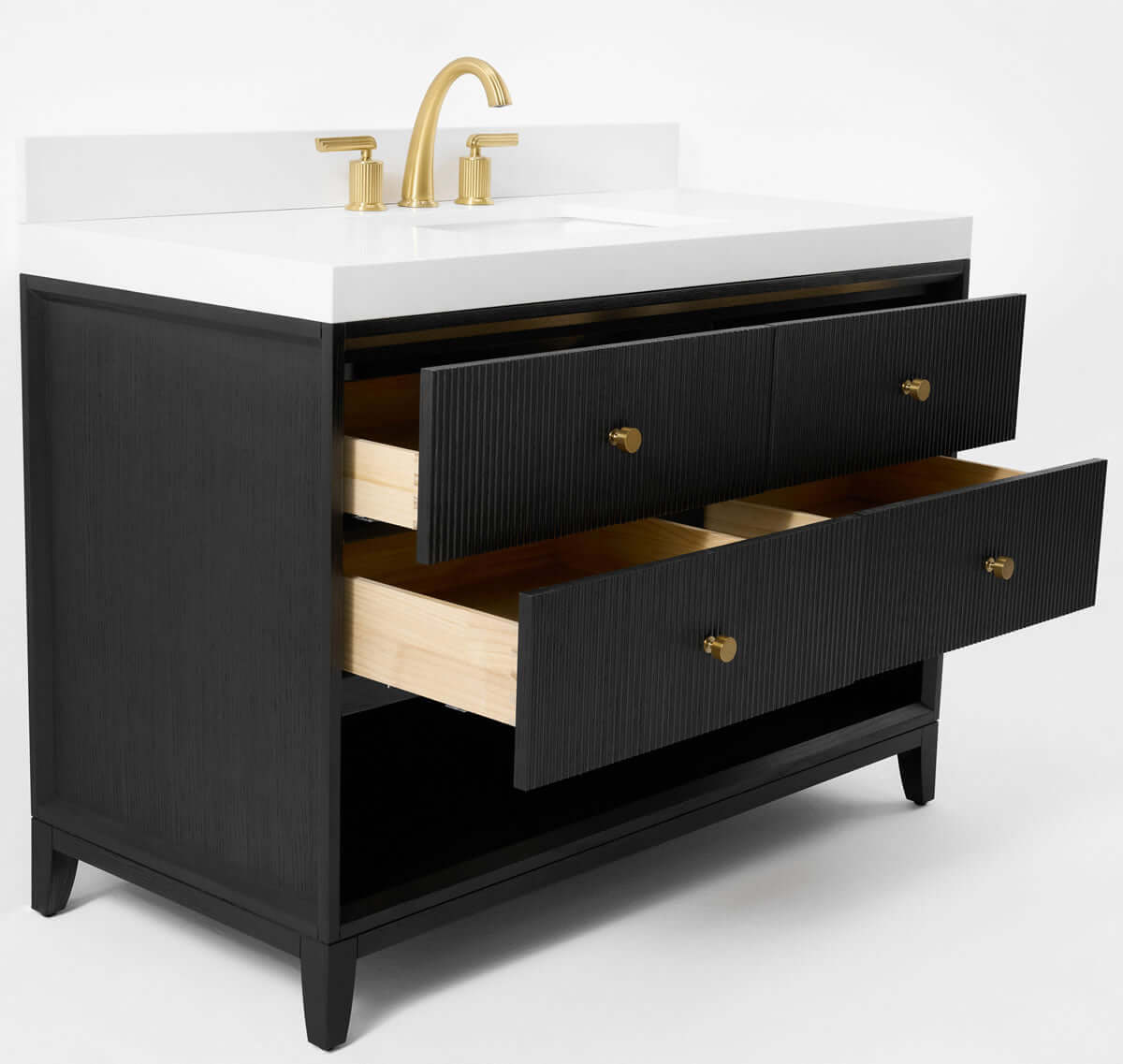 Momo 48" Solid Wood Vanity Set Finished in American Oak or Black Oak by Ancerre Designs - Perfect Makeup Mirrors