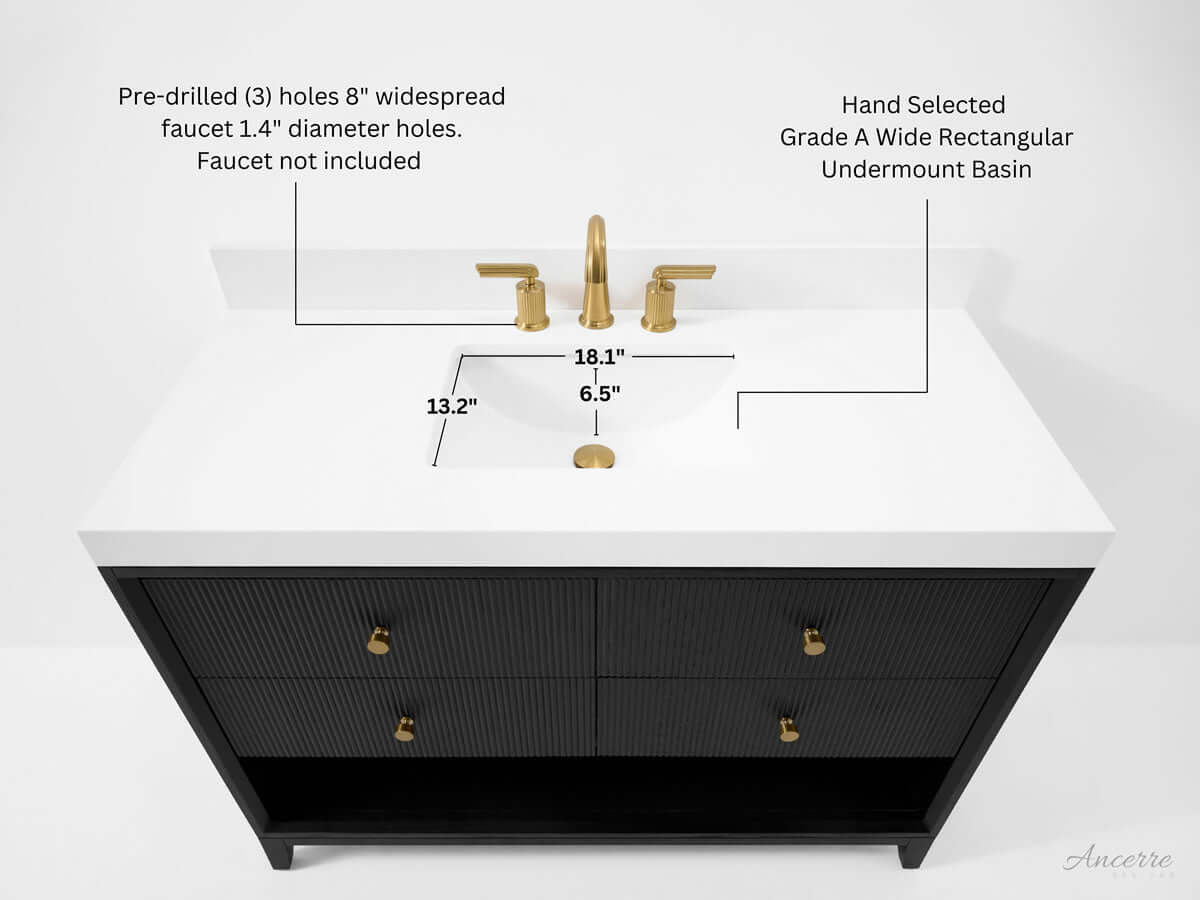 Momo 48" Solid Wood Vanity Set Finished in American Oak or Black Oak by Ancerre Designs - Perfect Makeup Mirrors