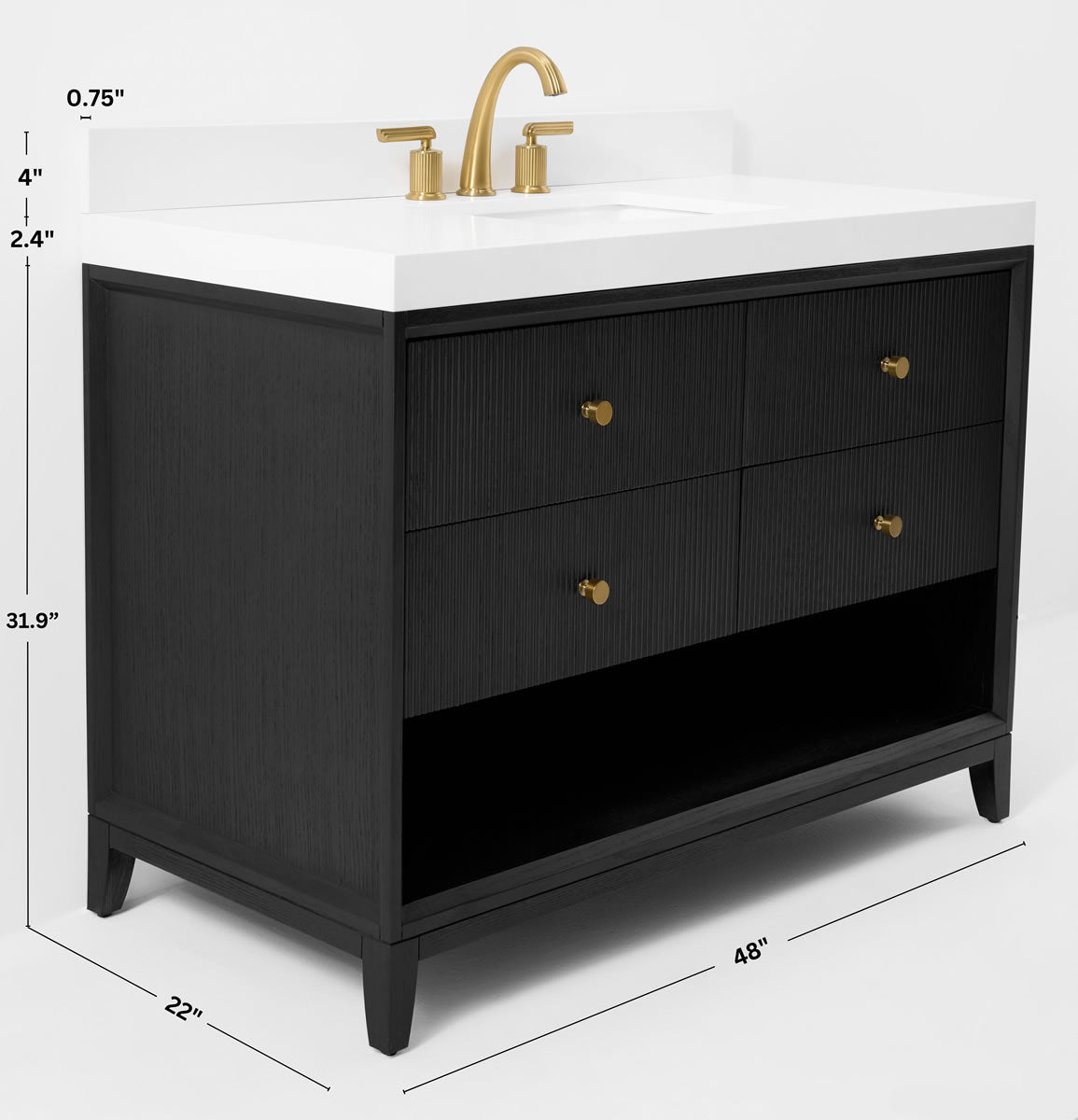 Momo 48"Solid Wood Vanitty Set Finished in American Oak or Black Oak by Ancerre Designs