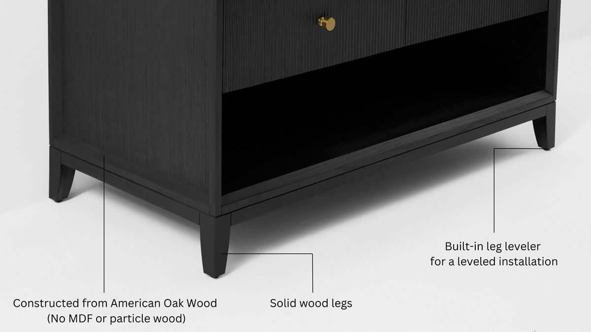 Momo 48" Solid Wood Vanity Set Finished in American Oak or Black Oak by Ancerre Designs - Perfect Makeup Mirrors
