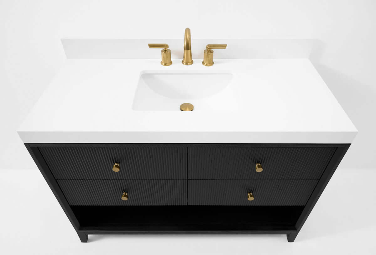 Momo 48" Solid Wood Vanity Set Finished in American Oak or Black Oak by Ancerre Designs - Perfect Makeup Mirrors