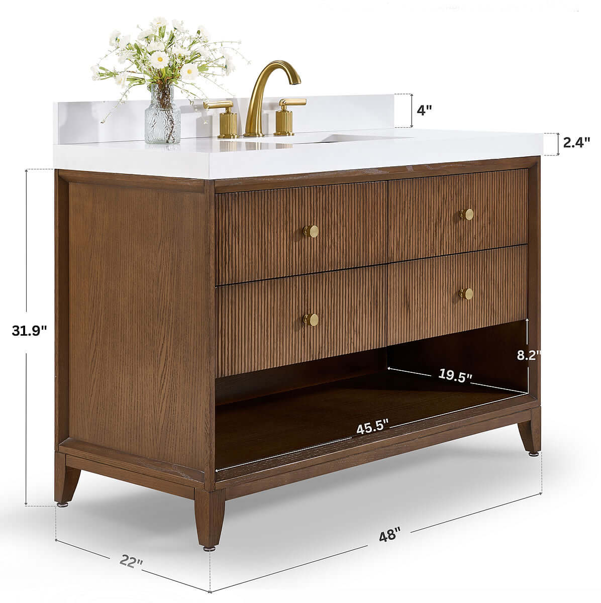 Momo 48" Solid Wood Vanity Set Finished in American Oak or Black Oak by Ancerre Designs - Perfect Makeup Mirrors