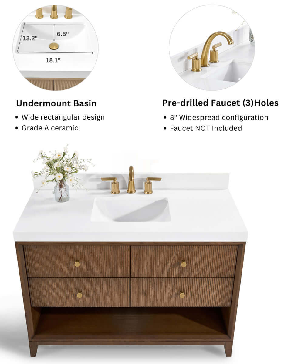 Momo 48" Solid Wood Vanity Set Finished in American Oak or Black Oak by Ancerre Designs - Perfect Makeup Mirrors
