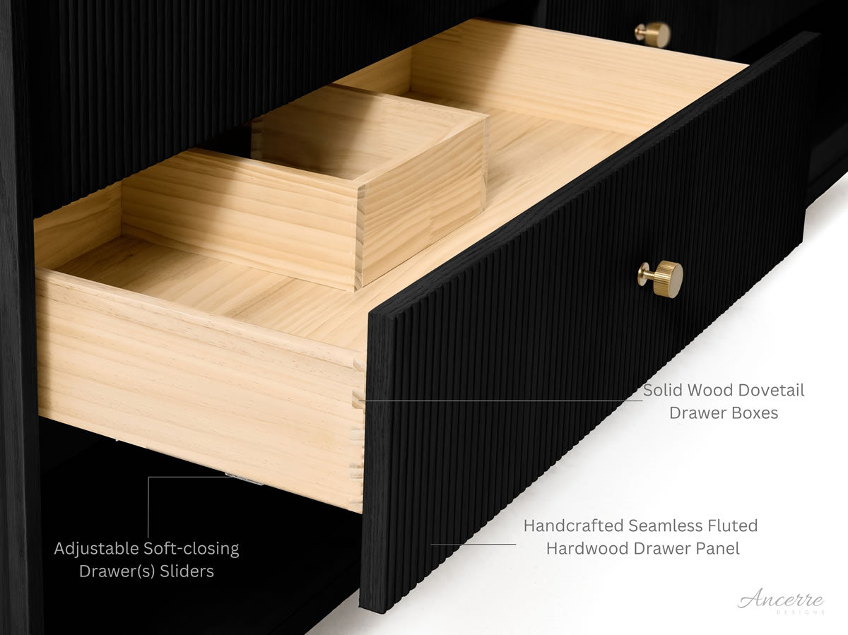 Momo 84" Solid Wood His & Hers 2-Sink Vanity in American, Black or Chestnut Oak - by Ancerre Designs