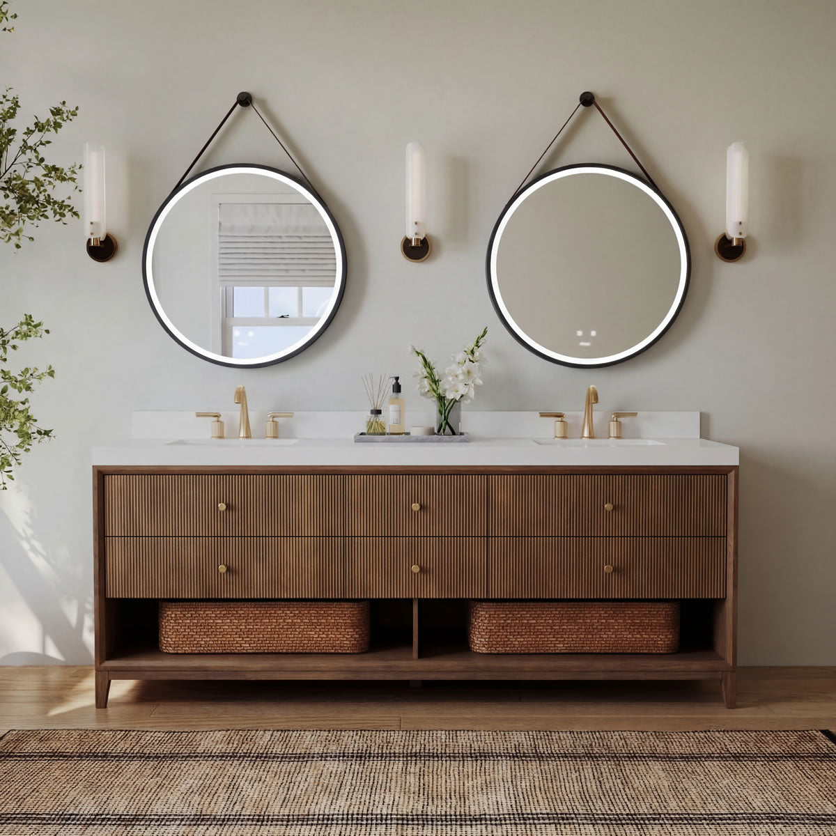 Momo 72" Solid Wood His & Hers 2-Sink Vanity in American, Black or Chestnut Oak - by Ancerre Design