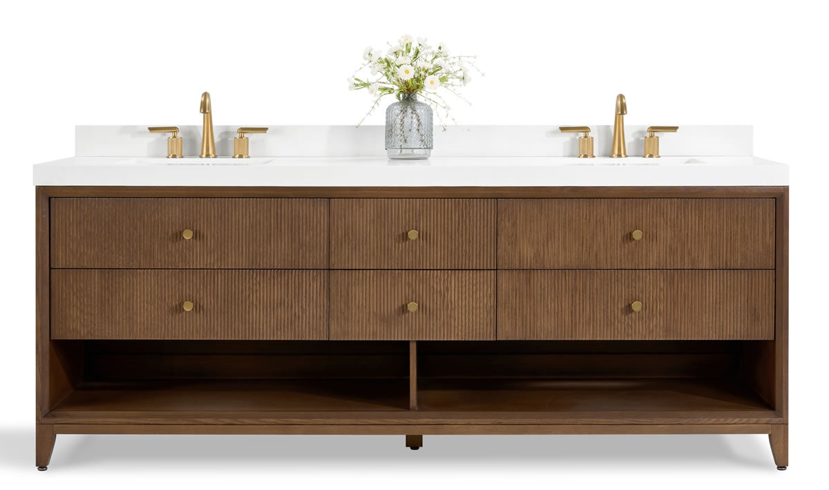 Momo 72" Solid Wood His & Hers 2-Sink Vanity in American, Black or Chestnut Oak - by Ancerre Design