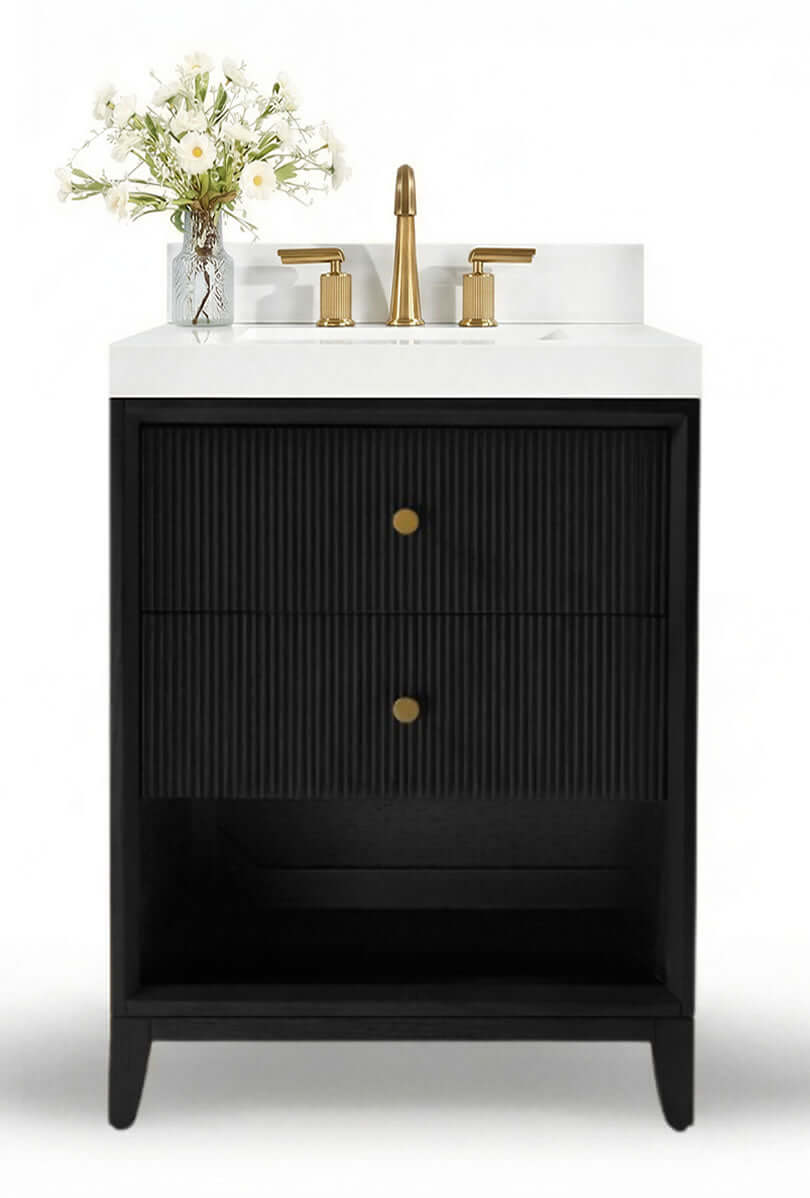 Momo 24" and 30" Solid Wood Vanities in American, Black or Chestnut Oak - by Ancerre Designs - Perfect Makeup Mirrors