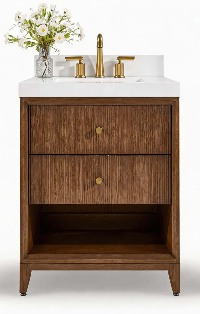 Momo 24" and 30" Solid Wood Vanities in American, Black or Chestnut Oak - by Ancerre Designs - Perfect Makeup Mirrors