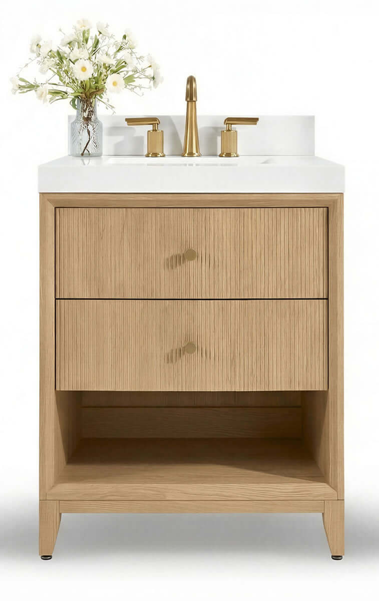 Momo 24" and 30" Solid Wood Vanities in American, Black or Chestnut Oak - by Ancerre Designs - Perfect Makeup Mirrors