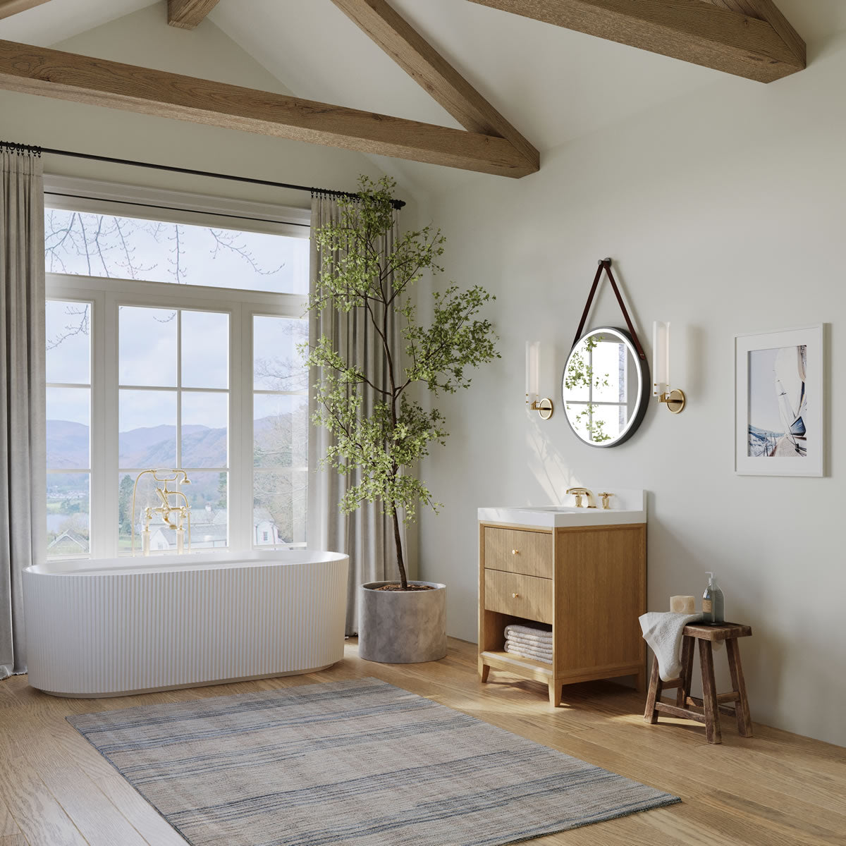 Momo 24" and 30" Solid Wood Vanities in American, Black or Chestnut Oak - by Ancerre Designs