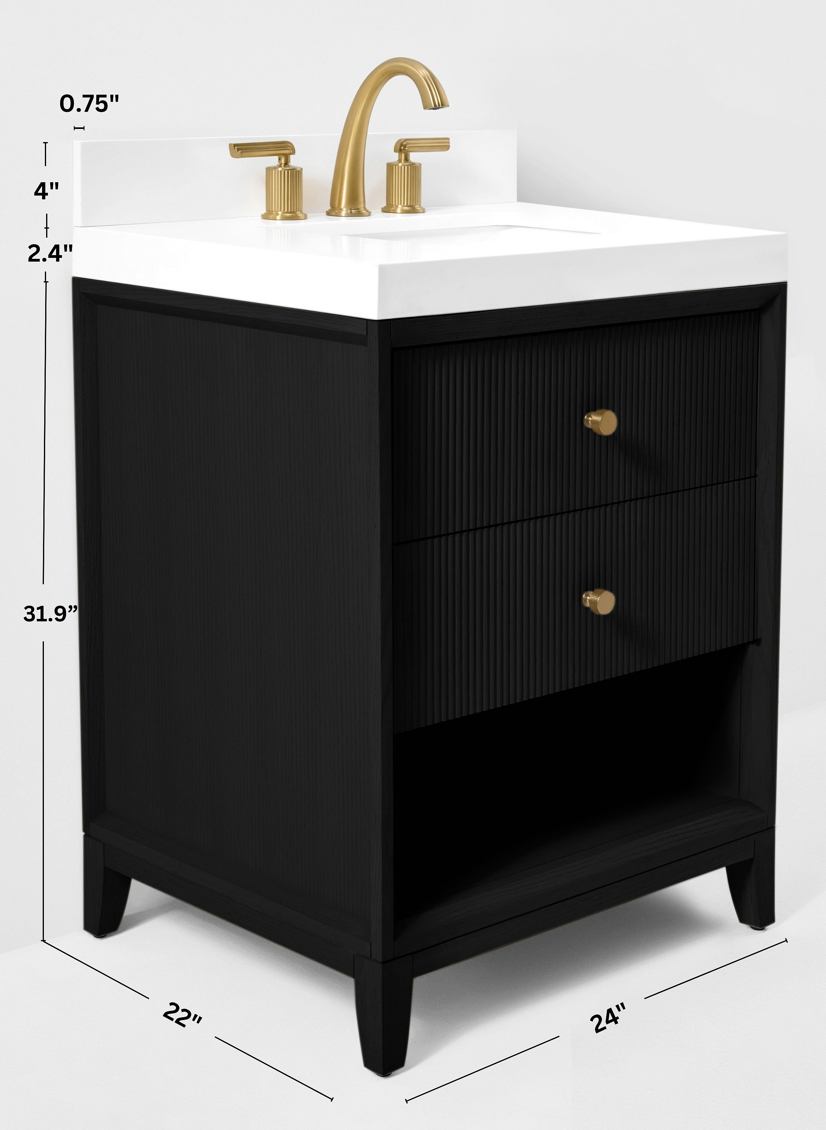 Momo 24" and 30" Solid Wood Vanities in American, Black or Chestnut Oak - by Ancerre Designs