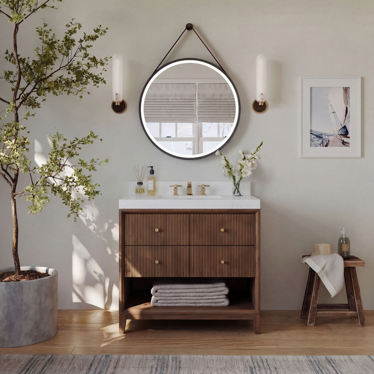 Elizabeth 36" Solid Wood Vanity - 4 Designer Finishes & Italian Carrara Marble - by Ancerre Designs