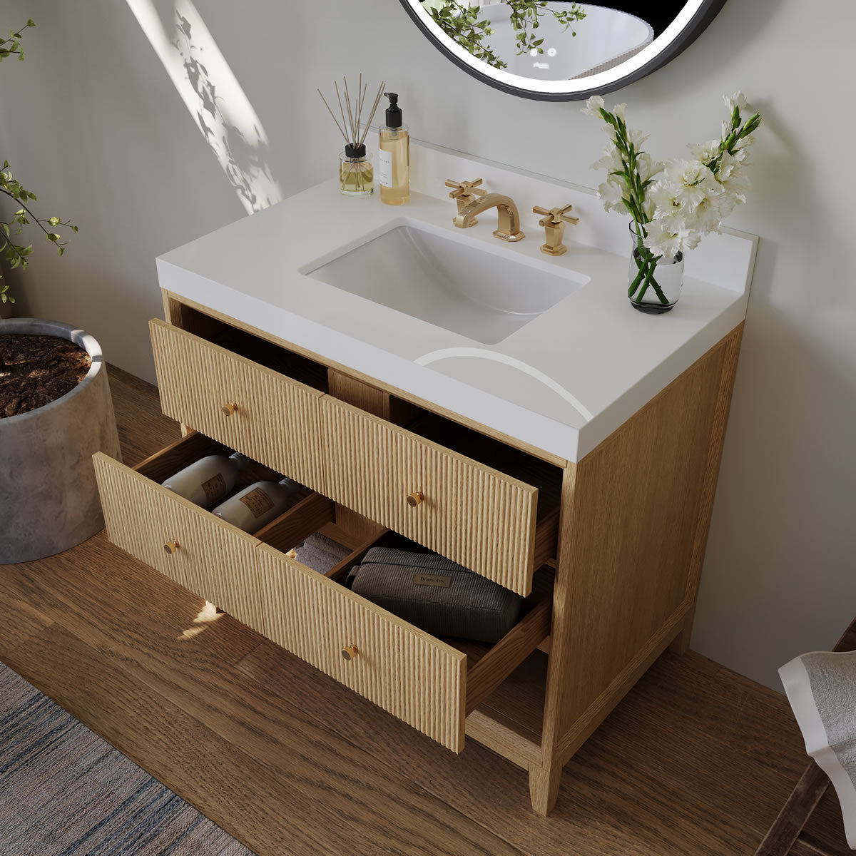Elizabeth 36" Solid Wood Vanity - 4 Designer Finishes & Italian Carrara Marble - by Ancerre Designs