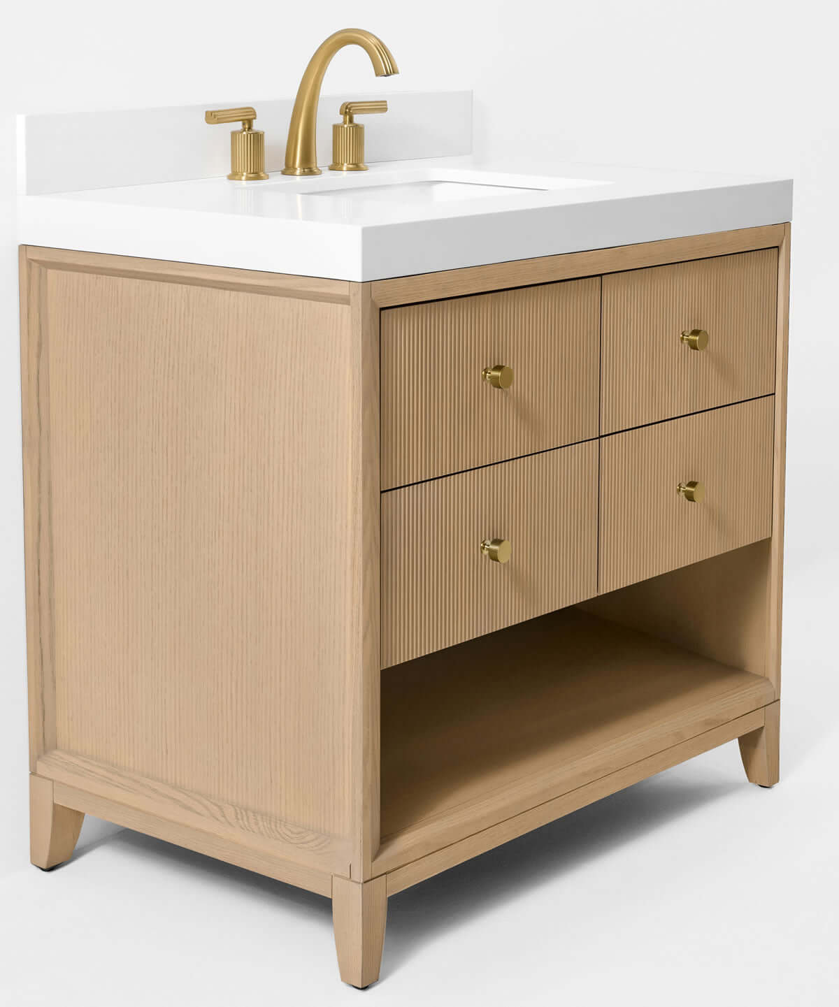 Momo 36" and 42" Solid Wood Vanities in American, Black or Chestnut Oak - by Ancerre Designs - Perfect Makeup Mirrors