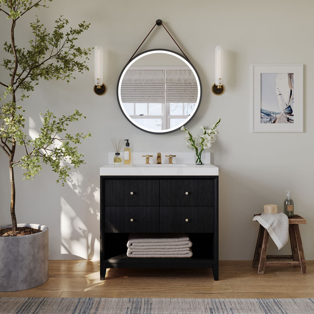 Elizabeth 36" Solid Wood Vanity - 4 Designer Finishes & Italian Carrara Marble - by Ancerre Designs