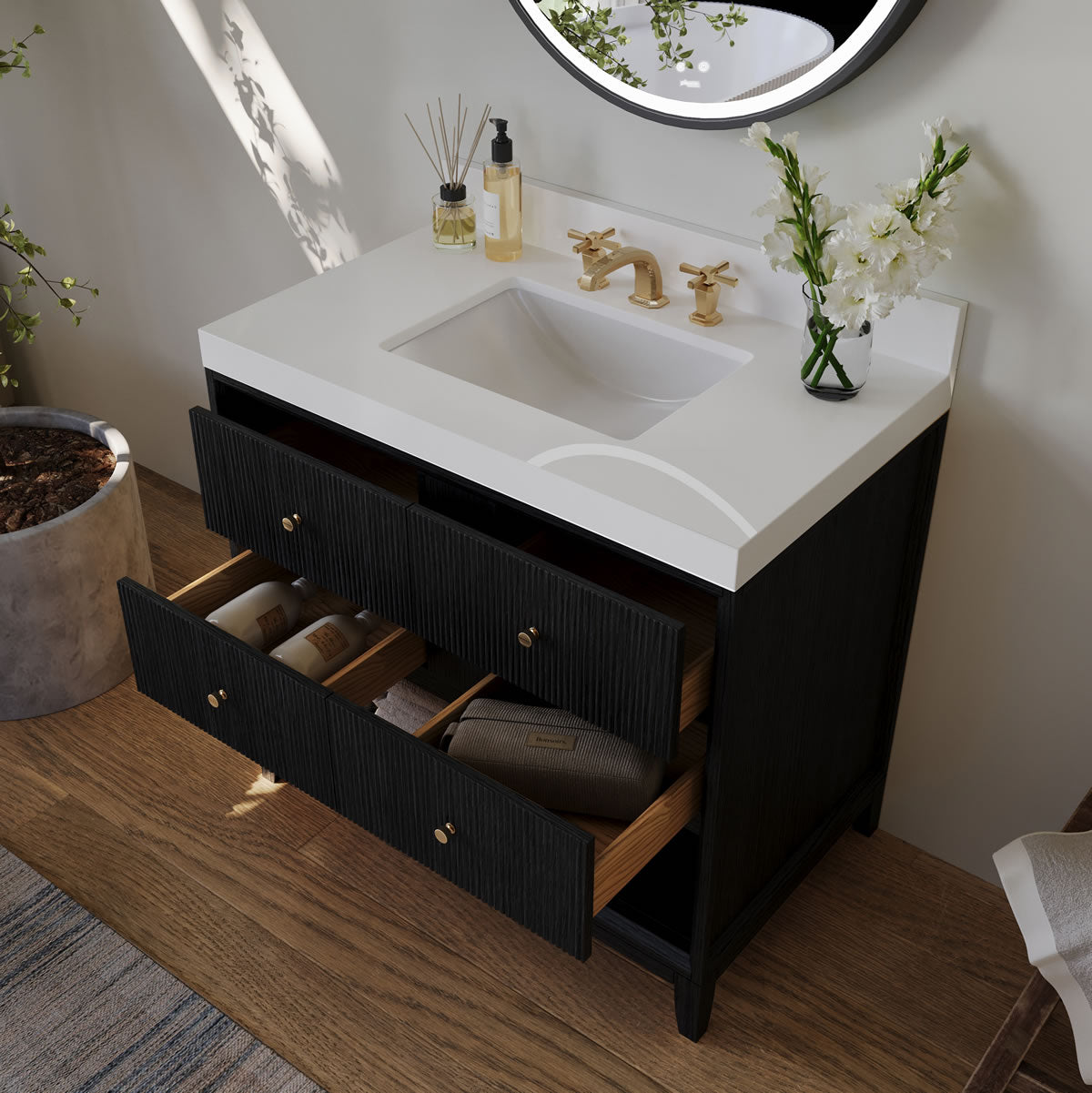 Elizabeth 36" Solid Wood Vanity - 4 Designer Finishes & Italian Carrara Marble - by Ancerre Designs