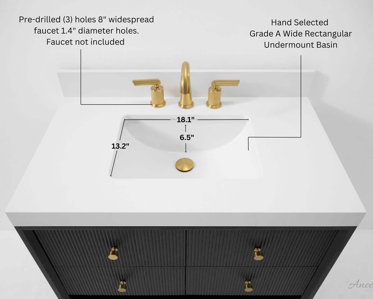 Momo 36" and 42" Solid Wood Vanities in American, Black or Chestnut Oak - by Ancerre Designs - Perfect Makeup Mirrors