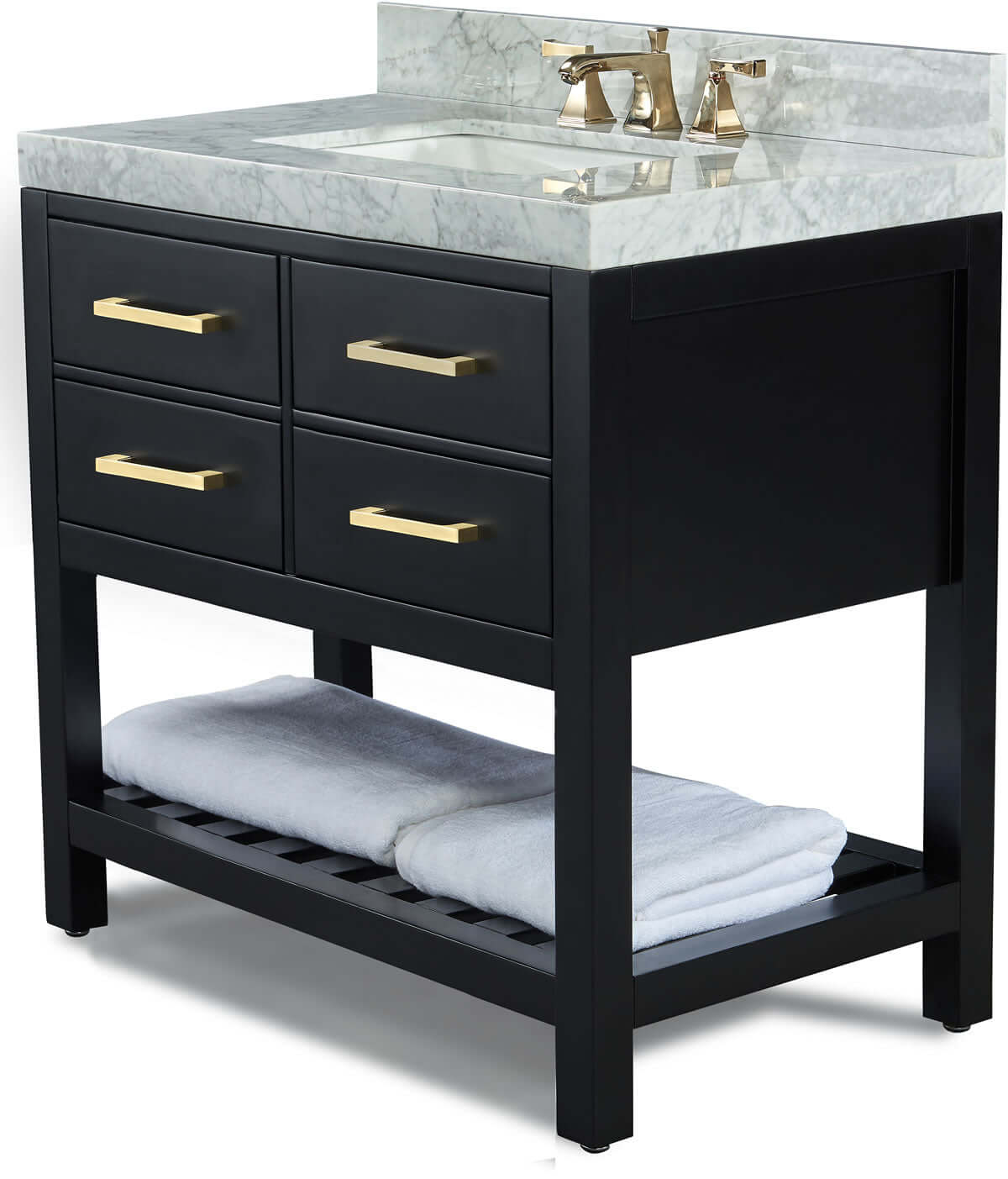 Elizabeth 36" Solid Wood Vanity - 4 Designer Finishes & Italian Carrara Marble - by Ancerre Designs - Perfect Makeup Mirrors