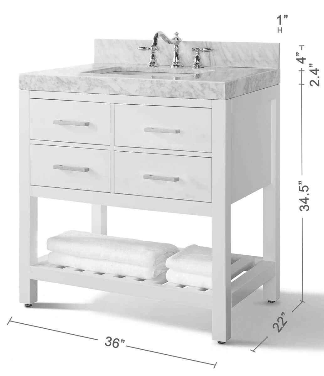 Elizabeth 48" Solid Wood Vanity - 4 Designer Finishes & Italian Carrara Marble - by Ancerre Designs - Perfect Makeup Mirrors