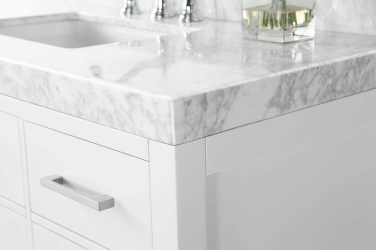 Elizabeth 36" Solid Wood Vanity - 4 Designer Finishes & Italian Carrara Marble - by Ancerre Designs - Perfect Makeup Mirrors