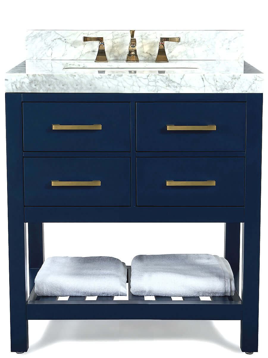 Elizabeth 36" Solid Wood Vanity - 4 Designer Finishes & Italian Carrara Marble - by Ancerre Designs - Perfect Makeup Mirrors