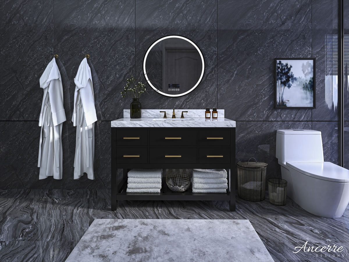 Elizabeth 48" Solid Wood Vanity - 4 Designer Finishes & Italian Carrara Marble - by Ancerre Designs