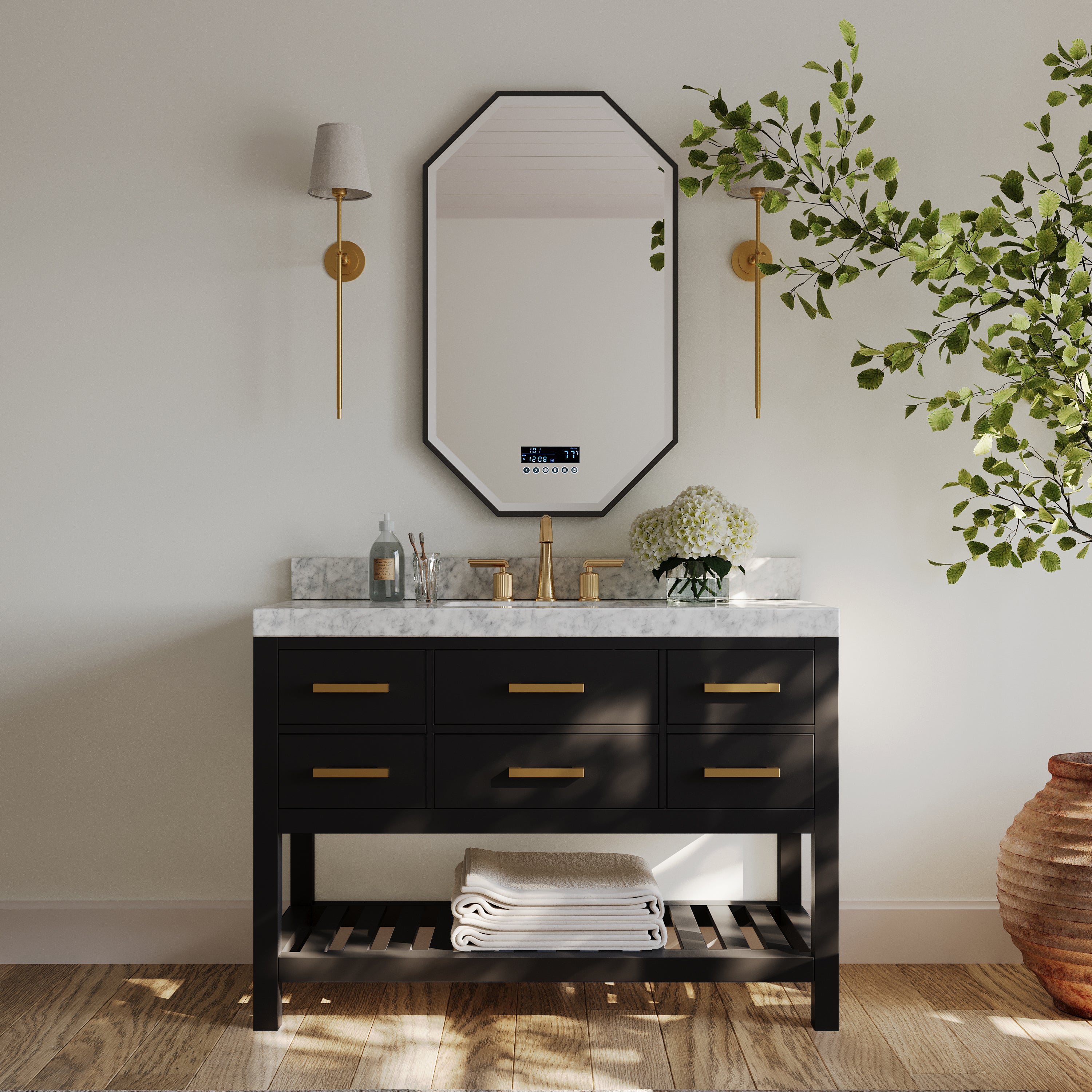 Elizabeth 48" Solid Wood Vanity - 4 Designer Finishes & Italian Carrara Marble - by Ancerre Designs