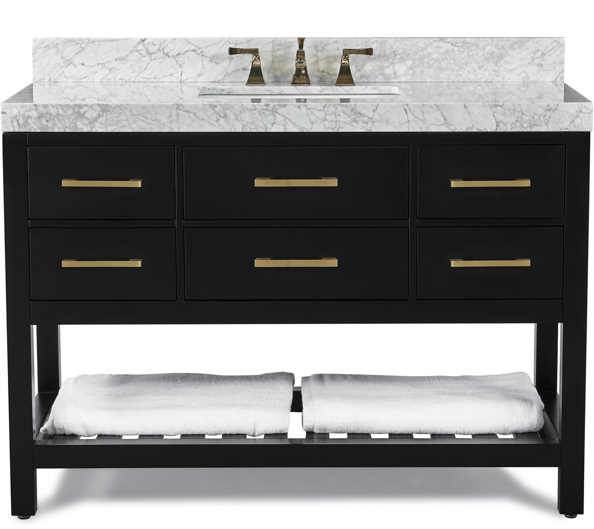 Elizabeth 48" Solid Wood Vanity - 4 Designer Finishes & Italian Carrara Marble - by Ancerre Designs