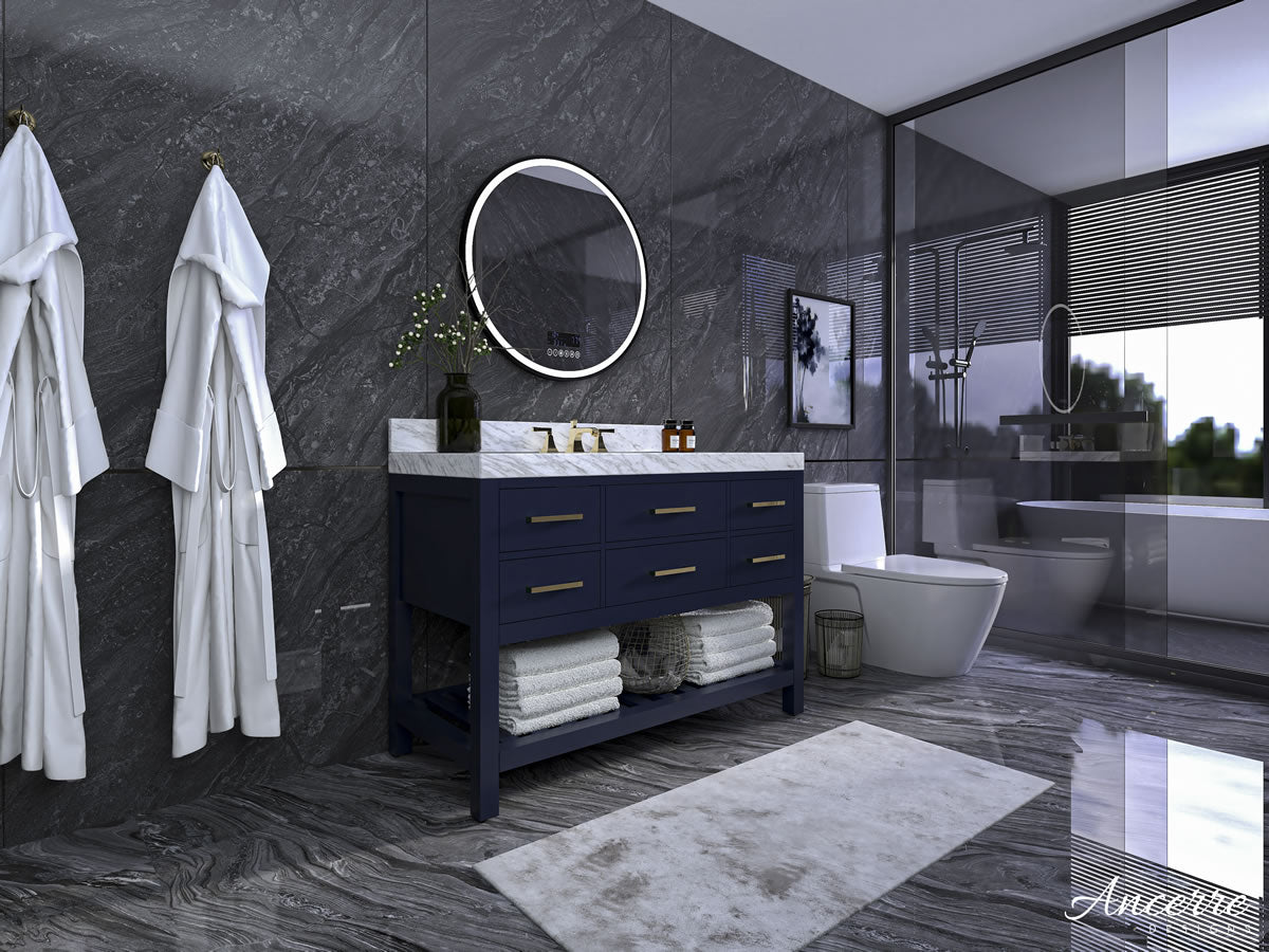 Elizabeth 48" Solid Wood Vanity - 4 Designer Finishes & Italian Carrara Marble - by Ancerre Designs