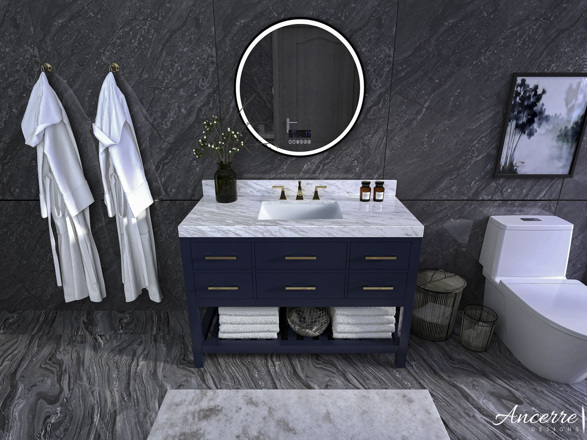 Elizabeth 48" Solid Wood Vanity - 4 Designer Finishes & Italian Carrara Marble - by Ancerre Designs